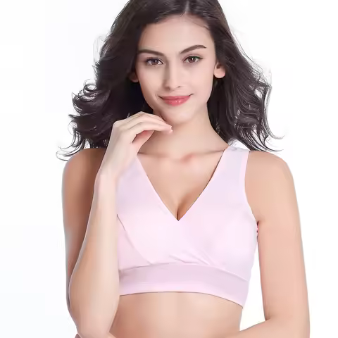Maternity Plain Color Tank Wireless Cross Nursing Sleep Bra Without Padding Anti Rolling Cup Stretch