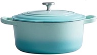 Soup Pot Casserole cast Iron 24cm Thickening Cooker Enamel Pot Cooker for Mother's Day Pot Thickening stew Pot Noodle pan Home Pot Perfect for Breakfast Frying Pan (Blue) interesting