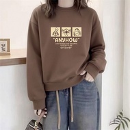 Oversized Sweater Women Printed Graphic Crewneck Sweatshirt Women Baju Sweater Perempuan Casual Swea