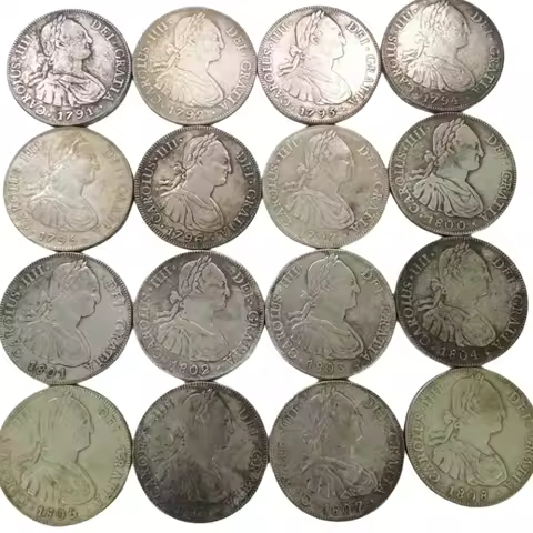 Bolivia 8 Reales - Charles IV silver plated coin copy 16 dates to choose(1791-1808) A-alpha-C (2-Ami