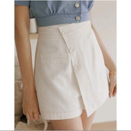 Airspace Bias-Cut Buttoned A-Line Skort
