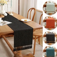 4/6/8/10 Seaters Table Runner Luxury Solid Color Faux Linen Handmade Tassel Table Runner Dining Tabl