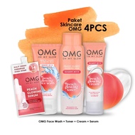 Paket OMG Oh My Glow Peach Glowing Skincare 4 pcs/ 3 pcs/ 2 pcs (Face Wash Toner Cream)