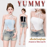 Yummy Shop Women's Tube Top There Is A Built-In Bra. Lace Bow Decoration Slim Fit Short Shirt Soft F