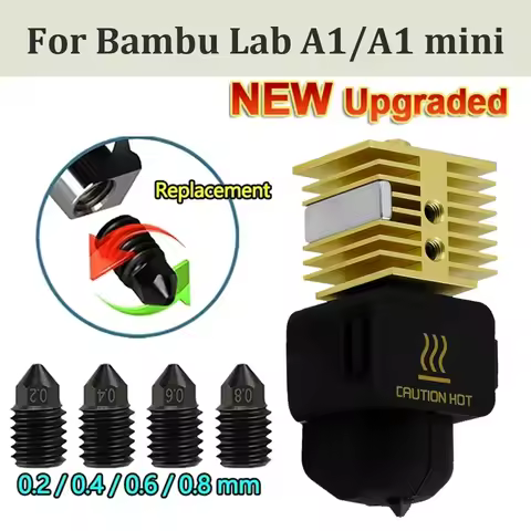 New Hotend For Bambu Lab A1 mini Assembly Hotend Kit 0.2 0.4 0.6 0.8MM Replaceable Nozzle For Bamboo