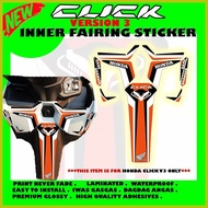 ◶ ♚ ◱ CLICK V3 INNER FAIRING STICKER / HONDA CLICK V3 STICKER / HONDA 125 CLICK V3 STICKER