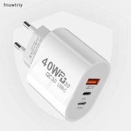 [fnuwtriy] USB C Charger 40W Charger 3Ports Type C Mobile Phone Charger PD Power Adapter For QC3.0 V