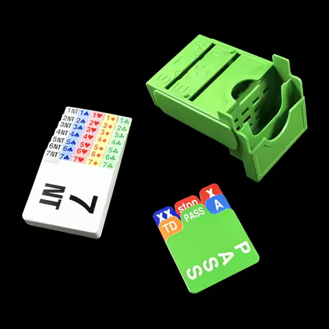 (Set of 4) Bridge Partner Bidding Device Sky Blue Color Bridge Bidding Box Include Paper Playing Car