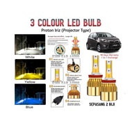 Proton Iriz (Projector Headlamp Only) 3 Colour LED Light Bulb 3000/6000/10000K 2pcs Car Headlight Me