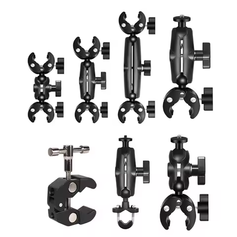 Double Socket Arm Clamp Strong Clip Motorcycle Bicycle Handlebar Base Mounting Bracket Clip for Inst