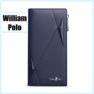 William POLO Premium Leather Zipper Men Wallet Business Large Capacity Clutch Bag Anti-theft Brush Zipper Card Wallet