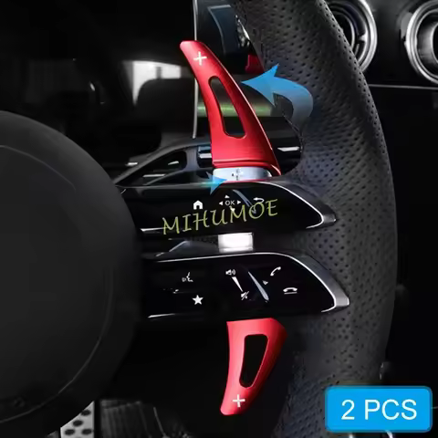Red Steering Wheel Paddle Shifter Extension For 2021-2025 2024 Mercedes-Benz C200 C300 E200 E300 E35