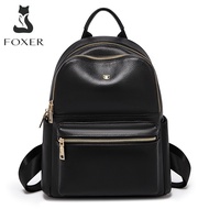 FOXER New Leather Girls School Bag Simple Leisure Large Capacity Ladies Travel Backpack High Quality
