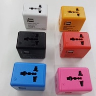 TRAVEL ADAPTER PLUG 1&2 USB PORT,UK,EU,AU,US (USB)