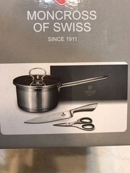 全新免運 瑞士Swiss Moncross 不鏽鋼琥珀典藏三件組 （鍋子、鍋蓋、刀子）