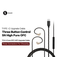 JCALLY TC4S 4 Core 2Pin 0.78mm MMCX QDC KZ C Pin Type C Upgrade Cable with Mic for KZ EDX PRO Castor