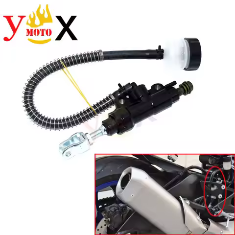 Rear Foot Hydraulic Brake Master Cylinder Pump W/ Oil Reservoir Cup For Yamaha YZF R1 R6 TZ250 XT600