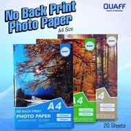 Quaff No Back Print Glossy Inkjet Photo Paper A4 200gsm 230gsm 20 Sheets Pack