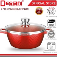 DESSINI ITALY Granite Die Cast Aluminium Non Stick Casserole Pot Bowl Deep Fry Pan Cookware Tool (24