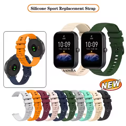Silicone Strap Sport Replacement Band For Huami Amazfit Bip 3 5 6 Bip S U Lite Bip3 pro Bip5 pro Bip
