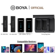 BOYA BY-XM6 Series Wireless Smartphone Microphone Lavalier Lapel Noise Cancellation Mic with Charging BOX for Smartphone Laptop Action Camera Vlogging Live Video