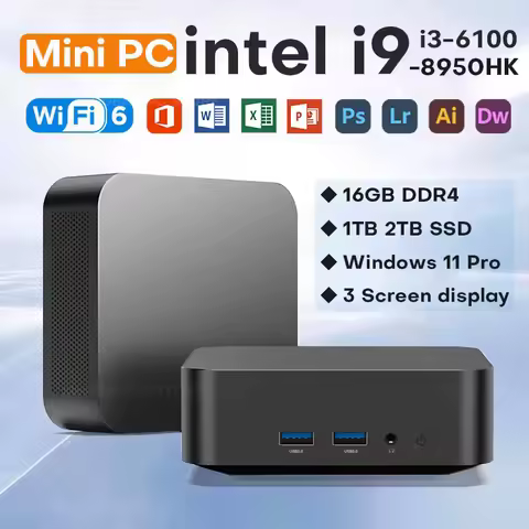 Mini PC Windows 11 Intel Core i9 8950HK Intel i3-6100 Desktop Pc Gaming Computer 16GB RAM 1TB 2TB SS