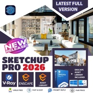 🔥SketchUp Pro 2026 Latest Full Version | V-Ray 7.2 | Enscape 4.13 | Enscape Asset Library | LayOut