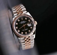Rolex 全新間玫瑰金Datejust 36mm 黑面鑽刻