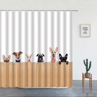 Funny Dog ​Shower Curtains Set Cartoon Animal Bathroom Decorative Bulldog Corgi Dachshund Print Home Decor Screen With Hooks