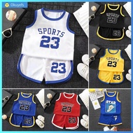 OKU 1-5 Years Old Boys Sleeveless Basketball Sports Suit Sando Kids New Trendy Letter Print Suit Ter