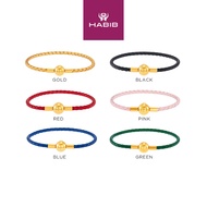 HABIB Leather Bracelet (Gold/Black/Red/Pink/Blue/Green/Light Green/Purple/Cream) with Round Button B