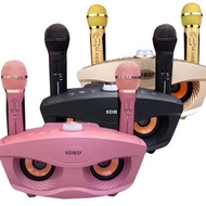 Speaker Anak Burung Hantu Family KTV SD306 Dual 2 Wireless Microphone Portable Bluetooth Speaker Mob