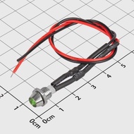 [3 Pieces]- Green LED Stainless Steel Case 6mm 220VAC Connecting Wire 20cm