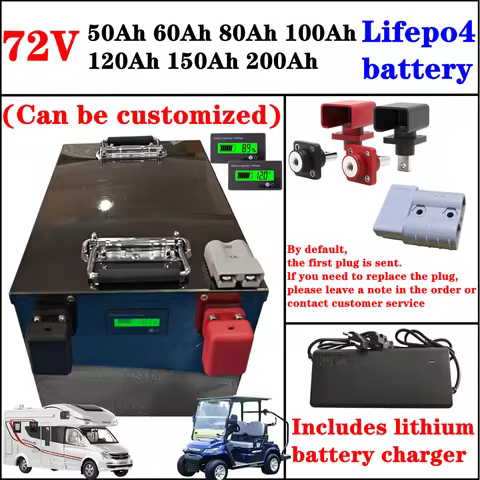 72V 100AH 200AH 50Ah 60AH 80AH 120AH 150Ah LifePo4 Lithium Battery, Golf Cart, Electric Vehicle