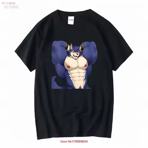 Furry Bara Muscle Stud Tiddies Fursona Gay Abs Yaoi Barazoku T Shirt vintage Washed homme fashion Co