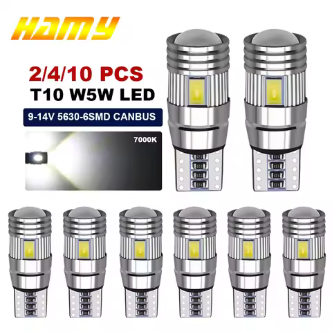 2/4/10 Car LED Bulbs T10 W5W LED Lights Canbus 12V 5630 6SMD 6500K White Car Interior Dome Trunk Lic