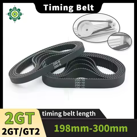 2GT Timing Belt Length 198mm-300mm GT2 Belt Width 6mm 9mm 10mm 15mm 2M Belt for 3D Printer Belt Rubb