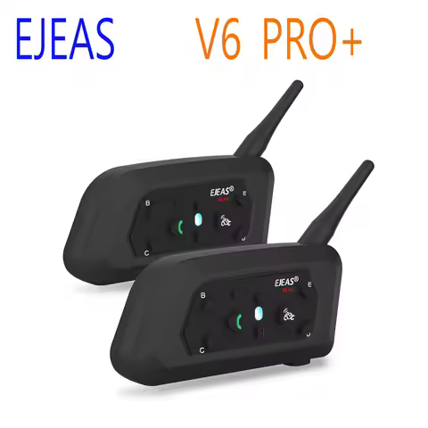 EJEAS V6 PRO+ 1200M Motorcycle Helmet Intercom Bluetooth 5.1 Headset Interphone Communicator Used fo