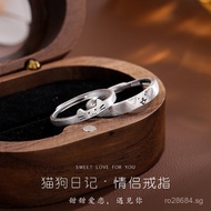 Xiaohongshu Same Style Couple Rings Finger Rings Pair Rings Niche S999Design of Pure Silver and Adju