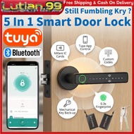 5-in-1 Tuya B7 Smart Door Lock Fingerprint Password RFID Card Kunci Pintu Pintar Digital App Control