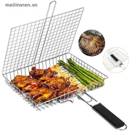 MEILINVREN  Foldable 304 Stainless Steel BBQ Grill Basket Non Stick Mesh Mat for Meat Vegetables VN