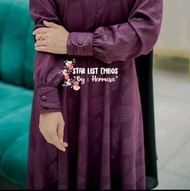 Gamis hermosa embos motif daun warna pink ungu tosca - pakaian wanita muslimah syari bahan wolfis em