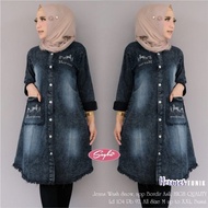 terbaru tunik jeans helma / model terbaru / baju muslim / fashion