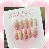 Juvis Nailbox Flower Bow Nailbox Set | Set of 10 Clear summer design plastic fake sleeves Piece