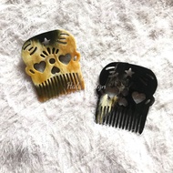Unique skull-shaped horn comb, pocket comb, buffalo horn comb, hand-carved comb