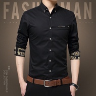 M-5XL Men's 100 Cotton Casual Floral Shirt Long sleeve business slim fit men shirt big size Fashion Solid Color