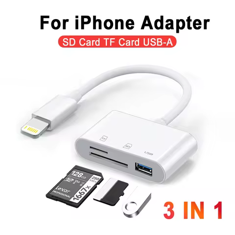 OTG 3 In 1 USB C Adapter SD TF Memory Card Reader And Charging Port For iPhone 16 15 Pro Max X Xiaom