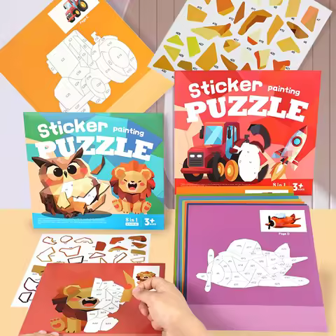 8Pcs/Set 3D Puzzle Sticker For Kids DIY Cartoon Animal Educational Painting Stickers Art Classroom P
