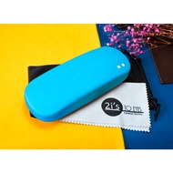 2is Bx07AmK Glasses Case Brand Two-Eye Logo Colorful Oval Hard Aqua Blue