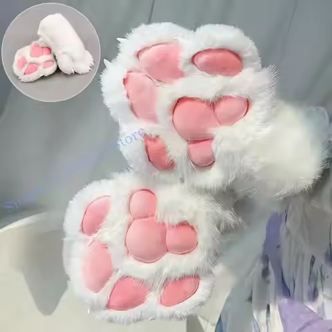 H9ED Dog Paws Gloves With Claw Animal Paws Gloves Therians Paws Fursuit Halloween Cosplay Costume Ac